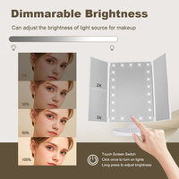 Fournisseurs Prix Bureau Portable Pliant Voyage Grossissant Maquillage Avec Led Lumières Vanity Tri Fold Miroir de Maquillage