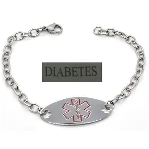 Wholesale cheap price ID charm rolo chain bracelet for diabet or other medical information alert accept custom design