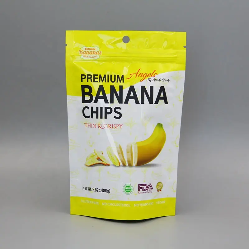 Tùy Chỉnh In Nhựa Chuối Chips Bao Bì Túi Nhiệt Seal Stand Up Túi Snack Pouch Snack Thực Phẩm Túi