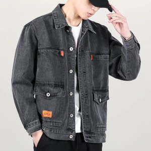 <span class=keywords><strong>Veste</strong></span> <span class=keywords><strong>en</strong></span> <span class=keywords><strong>jean</strong></span> haut de gamme baggy <span class=keywords><strong>grande</strong></span> <span class=keywords><strong>taille</strong></span> pour hommes avec revers haut décontracté et décoration à boutons assortis multi-poches tendance automne - Product Image 1