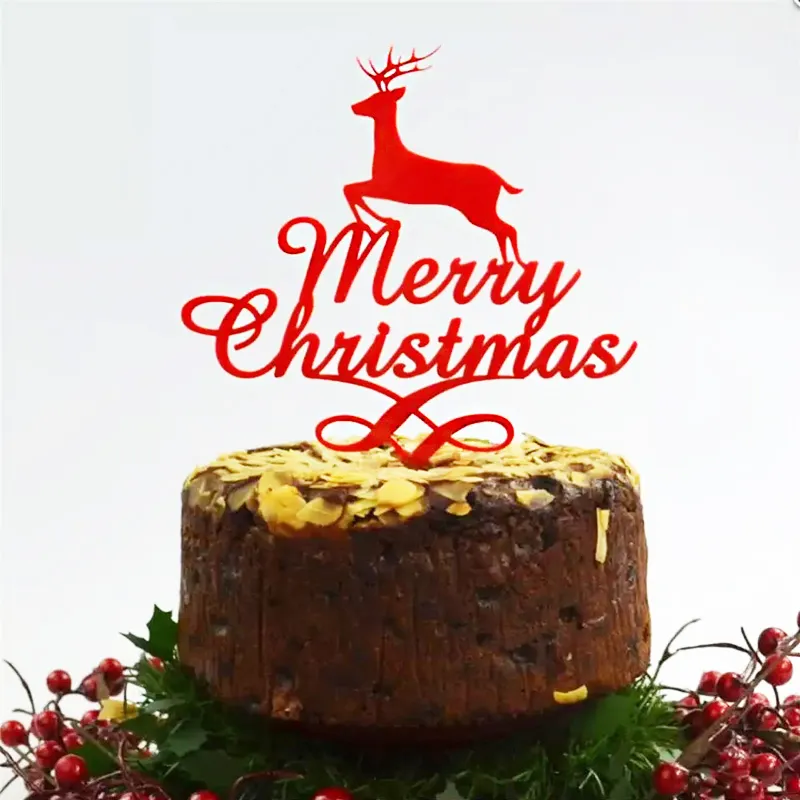 さまざまなアクリルクリスマスケーキトッパーカラーメリークリスマスアクリルケーキとカップケーキトッパールーサイトクリスマスプディングトッパー
