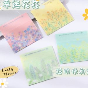 50 Sheets Transparent Lucky Flower Pattern Sticky Notes Set Self-Adhesive <b>Memo</b> <b>Pads</b> Motivational Quotes Office - Product Image 6