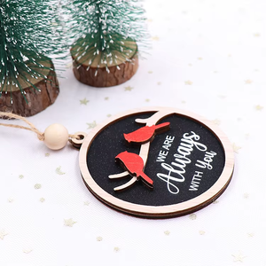 Personalizzabile Cardinale Memoriale Albero di Natale Ornamento 'I Am Always with You' in <span class=keywords><strong>legno</strong></span> Laser Cut perline per decorazione appesa a parete - Product Image 2