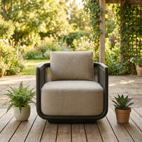 Meubles de jardin modernes en matériaux mixtes, fauteuil pivotant avec structure en aluminium durable pour l'extérieur