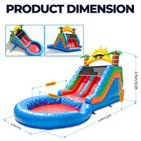 Toboggan aquatique gonflable double piste avec mur d'escalade et piscine à jets, en PVC robuste, pour extérieur et jardin, idéal pour les fêtes estivales