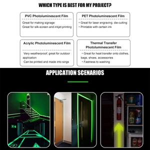 Tự dính huỳnh quang phát quang phát sáng trong bóng tối phim photoluminesce PVC Vinyl cuộn cho trong nhà ngoài trời - Product Image 4