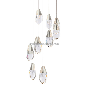 Modern Luxury Golden <strong>Led</strong> Hanging Crystal Chandeliers <strong>Unique</strong> Pendant Light for Staircase Living Room - Product Image 6