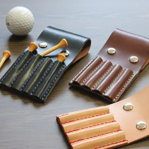 Custom Golf Tee Waist Belt Bag Storage Packs Golf Accessories Genuine Leather Golf Tee Holder