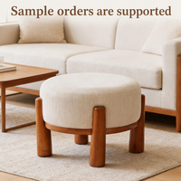 Petit tabouret bas moderne et minimaliste en bois massif rembourré, banc marchepied, siège de table basse, chaise d'appoint de salon, ottoman de canapé
