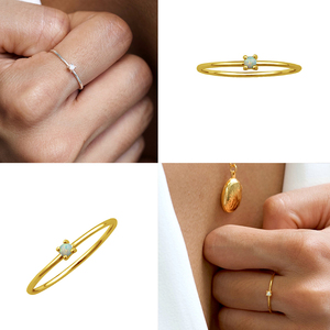 Bagues en saphir minimalistes ROXI, bijoux en argent 925, bague en opale en or 18 carats - Product Image 5