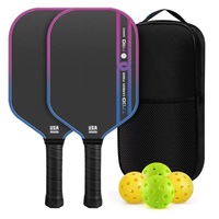 T700 Carbonfaser Pickleball-Schläger-Set, Professionelles Kit mit 2 Schlägern, 4 Bällen und Tragetasche für Pickleball-Club-Teamtraining