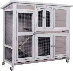 Wholesale Large 2-Story Rabbit Cage with Wheels and Ramp, Indoor and Outdoor for Pet Product