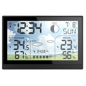 Estação meteorológica sem fio ABS <span class=keywords><strong>LCD</strong></span> OEM/ODM Casa Tempo Previsão Estação Interior/Exterior Características - Product Image 1