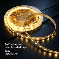 Bande LED 12V 5050 SMD Blanc Chaud 3000K 3500K Ra90 Dimmable IP20 60 LED/m avec Télécommande pour Décoration Intérieure de Noël