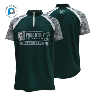 Veste de Cage de Frappeur de Sublimation PURE 100% Polyester Chemise de Baseball à Fermeture Éclair Quart Personnalisé Équipes Vêtements de Sport Veste de Cage de Baseball - Product Image 4