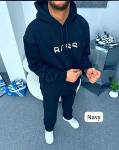 Ensemble de survêtement unisexe hiver, respirant, teint en pièce, avec perles, chaud, haut à manches longues, pantalon élastique avec poches latérales - Product Image 2