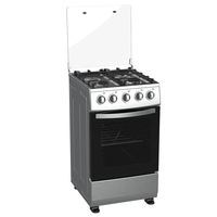 Cuisinière professionnelle autonome 4 feux gaz et électrique avec four et gril, en acier inoxydable, pour restaurant