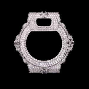 Boîtier de montre DW6900 Cross entièrement serti de diamants VVS Moissanite, base en laiton, or blanc, pièces de montre G-Shock, bijoux Hip Hop pour homme - Product Image 2