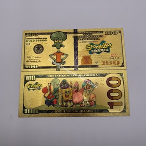 Phim Hoạt Hình Miếng Bọt Biển Bé 24K Mạ Vàng Tiền Giấy Chúng Tôi 100 Đô La Phim Hoạt Hình Tiền Giấy Phim Hoạt Hình Đồ Chơi Cho Trẻ Em Món Quà Sinh Nhật Trang Trí Nội Thất - Product Image 6