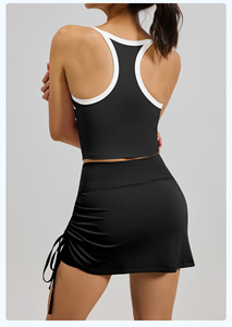 Women's Autumn Sports Suit Two-Piece Set Vest <b>Skirt</b> Shorts Striped Eco-Friendly Breathable Slimming Running Fitness Yoga Wear - Product Image 6
