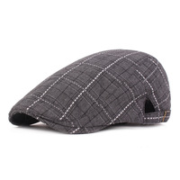 FF3670 Vintage artistes Plaid béret gavroche chapeau coton irlandais chasse conduite Cabbie Ivy chapeau plat gavroche casquette