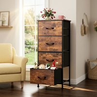 Commode à tiroirs en tissu, structure métallique robuste avec plateau en bois, organisateur de rangement anti-basculement pour chambre, placard, chambre d'enfant, couloir