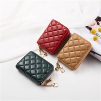 Dompet Mini kotak, dompet Mini kotak gaya Organ, kustom, Multi kartu & multifungsi, pola huruf ritsleting