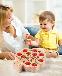 Juego de Madera para Niños: Sujetador de Gusanos Magnético con Números y Colores, Juguete Educativo Temprano de Bloques de Construcción - Product Image 6