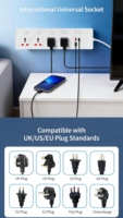 Multiprise de charge 3250W avec 3-5 prises, 2 ports USB-A et 2 ports USB-C, protection contre les surtensions, pour usage domestique