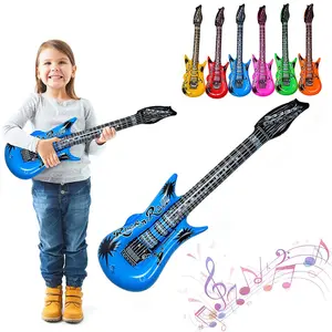 Groothandel Kinderen Speelgoed Muziek Feest Pvc Opblaasbare Gitaar, Custom Opblaasbare Pvc Gitaar, Opblaasbare Gitaar Instrument Voor Kinderen
