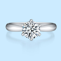 Cincin Moissanite Elegan Terlaris, Setting 6-Pin Klasik, Perak S925 & Lapisan Emas Rose, Cocok untuk Dipakai Sehari-hari, Hadiah Manis, Cincin Fashion