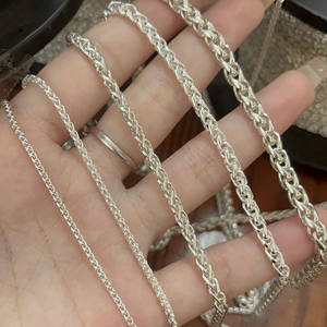 थोक फैशन के अच्छे गहने 925 असली स्टर्लिंग चांदी गेहूं चेन 1.5/2/3/4/5 मिमी 925 चांदी गेहूं चेन हार - Product Image 3