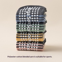Chaussettes de yoga professionnelles tricotées à blocs de couleur, à talon ouvert, antidérapantes pour femmes, idéales pour les débutantes, usage intérieur printemps-automne