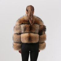 YY1884 Manteau d'hiver court en fourrure de raton laveur naturelle véritable