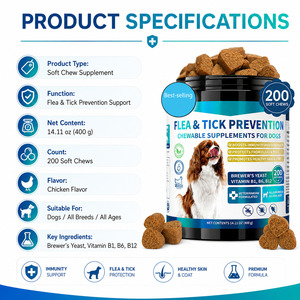 Comprimés à mâcher doux pour la prévention des puces <span class=keywords><strong>et</strong></span> des tiques chez les chiens, avec des phospholipides pour un pelage sain - Product Image 4
