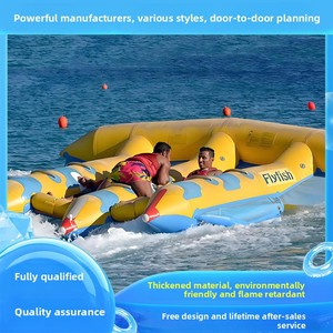 Bote Inflable de PVC <span class=keywords><strong>con</strong></span> Forma de Banana y <span class=keywords><strong>Tres</strong></span> Filas de Peces Voladores, Capacidad para 5 Personas, Juguete Acuático para Actividades de Natación - Product Image 2