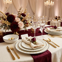 Ensemble d'assiettes à dîner en céramique géométrique dorée en gros, 8/9/10,5/12 pouces, vaisselle de luxe en porcelaine pour mariage, hôtel, restaurant