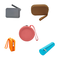 Adorable étui pour écouteurs motif doodle, petite pochette zippée, sac porte-clés multifonction, porte-monnaie en silicone pour filles