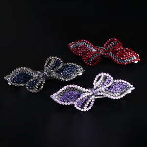 Jepit Rambut Kristal Paduan Logam Grosir - Pita Sutra 8.5cm Model Pegas Elegan Buatan Tangan untuk Wanita, Hadiah Hari Valentine dalam Kemasan Karton - Product Image 5