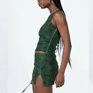 Abito da donna in due pezzi con spacco laterale in due pezzi con stampa Paisley verde scuro per Club/Set di due pezzi - Product Image 3