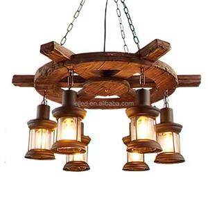 Lámpara de araña Retro Vintage con cadena, accesorio de luz colgante de madera para barco, Bar, restaurante, WD0014, precio de fábrica de China - Product Image 1