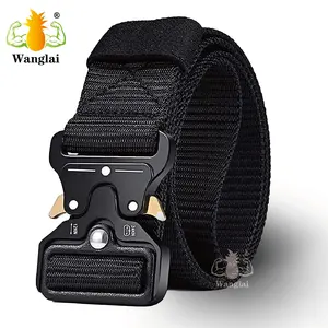 Ceinture tactique en nylon robuste personnalisée, réglable et durable pour l'extérieur, avec ceinture en polyester à logo personnalisé.