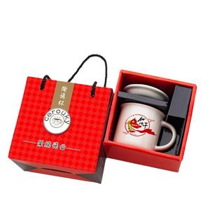 Taza de cerámica retro Cerouky con tapa, 301-400 ml, gran capacidad, para regalo de oficina - Product Image 3