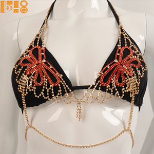 Chaîne de corps sexy rouge papillon super brillante en strass, tendance européenne et américaine, chaîne de soutien-gorge de plage africaine, chaîne de <span class=keywords><strong>bar</strong></span>, fête - Product Image 6