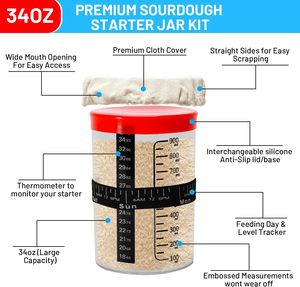 Sourdough Starter Kit (5 Pieces) Eco-Friendly <b>Silicone</b> Bread Proofing Basket & Starter Jar Making Supplies <b>Tool</b> - Product Image 3
