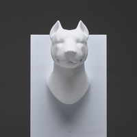 Grande sculpture de buste de chien en fibre de verre personnalisée, pour vitrine commerciale, tête d'animal à suspendre au mur, fourniture OEM en gros pour marques d'animaux de compagnie