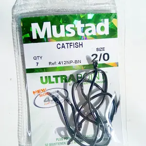 1 pack/lote Mustad bagre ganchos de pesca de acero al carbono Mustad ganchos para pesca de mar 412np # grandes ganchos J estilo aparejos de pesca