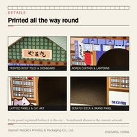 Maison pour chat de style japonais en carton avec toit en pente, rideau Noren et design lanterne, pour chats d'intérieur, vente en gros, direct usine