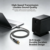 Câble audio numérique Type-C vers Toslink, amplificateur USB-C vers câble audio optique pour PC, téléphone portable, haut-parleur