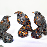 Hot Sale Home Decoration Carving Craft Natural Stone Crystal Crow Carving Yooperlite Raven Statue for Gifts